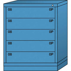 Lyon - 5 Drawer, Standard Mid-Range - Multiple Drawer Access Cabinet - Steel, 30" Wide x 28-1/4" Deep x 37-15/79" High, Wedgewood Blue - Americas Industrial Supply