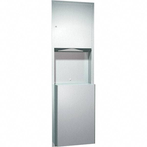 ASI-American Specialties, Inc. - Manual, Stainless Steel Paper Towel Dispenser with Receptacle - 600 C-Fold or 800 Multi-Fold, Silver - Americas Industrial Supply