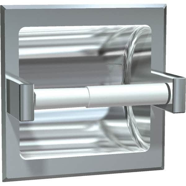 ASI-American Specialties, Inc. - Standard Single Roll Stainless Steel Toilet Tissue Dispenser - 6-5/16" Wide x 6-5/16" High x 6-5/16" Deep, Silver - Americas Industrial Supply