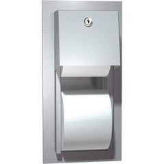 ASI-American Specialties, Inc. - Standard Double Roll Stainless Steel Toilet Tissue Dispenser - 8" Wide x 14" High x 6-1/2" Deep, Silver - Americas Industrial Supply
