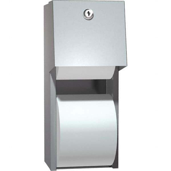 ASI-American Specialties, Inc. - Standard Double Roll Stainless Steel Toilet Tissue Dispenser - 6" Wide x 12" High x 6-1/2" Deep, Silver - Americas Industrial Supply