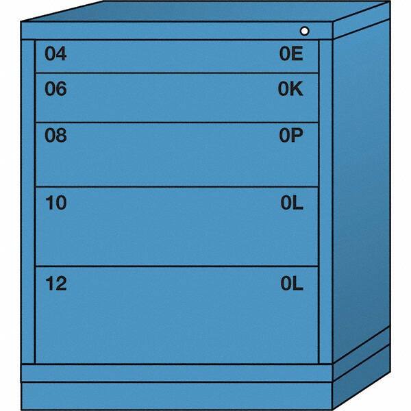 Lyon - 5 Drawer, Standard Mid-Range - Single Drawer Access Cabinet - Steel, 30" Wide x 28-1/4" Deep x 37-15/79" High, Wedgewood Blue - Americas Industrial Supply