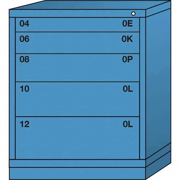 Lyon - 5 Drawer, Standard Mid-Range - Multiple Drawer Access Cabinet - Steel, 30" Wide x 28-1/4" Deep x 37-15/79" High, Wedgewood Blue - Americas Industrial Supply