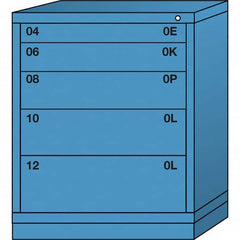 Lyon - 5 Drawer, Standard Mid-Range - Multiple Drawer Access Cabinet - Steel, 30" Wide x 28-1/4" Deep x 37-15/79" High, Wedgewood Blue - Americas Industrial Supply