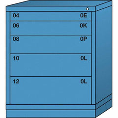 Lyon - 5 Drawer, Standard Mid-Range - Single Drawer Access Cabinet - Steel, 30" Wide x 28-1/4" Deep x 37-15/79" High, Wedgewood Blue - Americas Industrial Supply