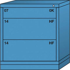 Lyon - 3 Drawer, Standard Bench Height - Single Drawer Access Cabinet - Steel, 30" Wide x 28-1/4" Deep x 33-1/4" High, Wedgewood Blue - Americas Industrial Supply