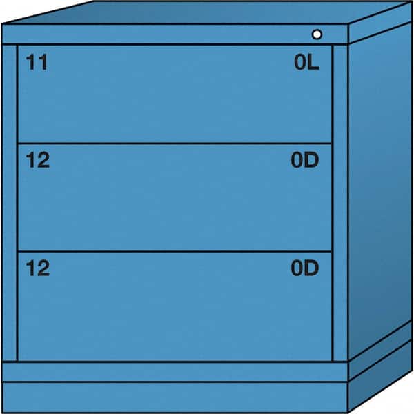 Lyon - 3 Drawer, Standard Bench Height - Multiple Drawer Access Cabinet - Steel, 30" Wide x 28-1/4" Deep x 33-1/4" High, Wedgewood Blue - Americas Industrial Supply