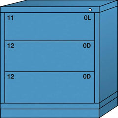 Lyon - 3 Drawer, Standard Bench Height - Multiple Drawer Access Cabinet - Steel, 30" Wide x 28-1/4" Deep x 33-1/4" High, Wedgewood Blue - Americas Industrial Supply