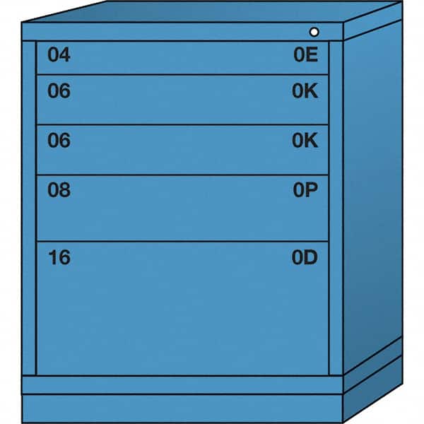 Lyon - 5 Drawer, Standard Mid-Range - Multiple Drawer Access Cabinet - Steel, 30" Wide x 28-1/4" Deep x 37-15/79" High, Wedgewood Blue - Americas Industrial Supply