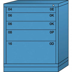 Lyon - 5 Drawer, Standard Mid-Range - Multiple Drawer Access Cabinet - Steel, 30" Wide x 28-1/4" Deep x 37-15/79" High, Wedgewood Blue - Americas Industrial Supply