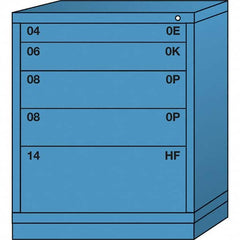 Lyon - 5 Drawer, Standard Mid-Range - Single Drawer Access Cabinet - Steel, 30" Wide x 28-1/4" Deep x 37-15/79" High, Wedgewood Blue - Americas Industrial Supply
