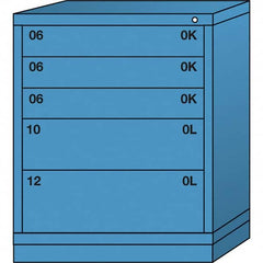 Lyon - 5 Drawer, Standard Mid-Range - Multiple Drawer Access Cabinet - Steel, 30" Wide x 28-1/4" Deep x 37-15/79" High, Wedgewood Blue - Americas Industrial Supply