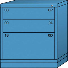 Lyon - 3 Drawer, Standard Bench Height - Single Drawer Access Cabinet - Steel, 30" Wide x 28-1/4" Deep x 33-1/4" High, Wedgewood Blue - Americas Industrial Supply