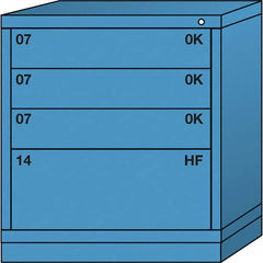 Lyon - 4 Drawer, Standard Bench Height - Single Drawer Access Cabinet - Steel, 30" Wide x 28-1/4" Deep x 33-1/4" High, Wedgewood Blue - Americas Industrial Supply