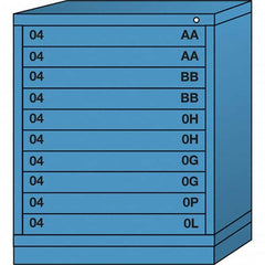 Lyon - 10 Drawer, Standard Mid-Range - Single Drawer Access Cabinet - Steel, 30" Wide x 28-1/4" Deep x 37-15/79" High, Wedgewood Blue - Americas Industrial Supply