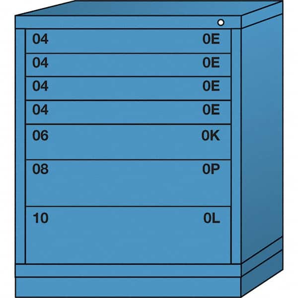 Lyon - 7 Drawer, Standard Mid-Range - Multiple Drawer Access Cabinet - Steel, 30" Wide x 28-1/4" Deep x 37-15/79" High, Wedgewood Blue - Americas Industrial Supply