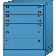 Lyon - 7 Drawer, Standard Mid-Range - Single Drawer Access Cabinet - Steel, 30" Wide x 28-1/4" Deep x 37-15/79" High, Wedgewood Blue - Americas Industrial Supply