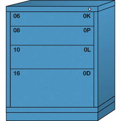 Lyon - 4 Drawer, Standard Mid-Range - Single Drawer Access Cabinet - Steel, 30" Wide x 28-1/4" Deep x 37-15/79" High, Wedgewood Blue - Americas Industrial Supply