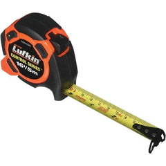 Lufkin - 16' x 3/4" Yellow Steel Blade Tape Measure - 1/8" Graduation, Inch/Metric Graduation Style, Orange/Black ABS Plastic Case - Americas Industrial Supply