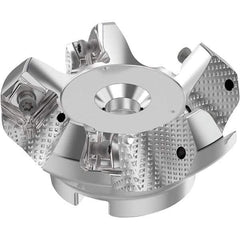 Seco - 2-1/2" Cut Diam, 3/4" Arbor Hole, 0.236" Max Depth of Cut, 48° Indexable Chamfer & Angle Face Mill - 5 Inserts, SN.. Insert, Right Hand Cut, 5 Flutes, Through Coolant, Series R220.54 - Americas Industrial Supply