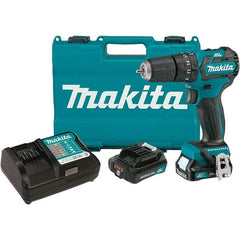 Makita - 12 Volt 3/8" Keyless Chuck Cordless Hammer Drill - 0 to 22,500 BPM, 0 to 1,500 RPM, Reversible - Americas Industrial Supply