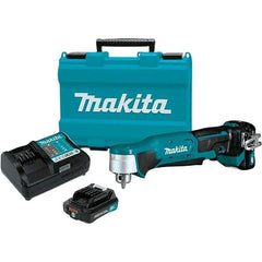 Makita - 12 Volt 3/8" Chuck Right Angle Handle Cordless Drill - 0-1100 RPM, Keyless Chuck, Reversible, 2 Lithium-Ion Batteries Included - Americas Industrial Supply