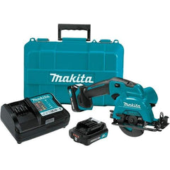 Makita - 12 Volt, 3-3/8" Blade, Cordless Circular Saw - 1,500 RPM, 2 Lithium-Ion Batteries Included - Americas Industrial Supply