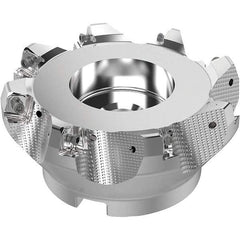 Seco - 5" Cut Diam, 1-1/2" Arbor Hole, 0.315" Max Depth of Cut, 71° Indexable Chamfer & Angle Face Mill - 8 Inserts, SN.. Insert, Right Hand Cut, 8 Flutes, Through Coolant, Series R220.56 - Americas Industrial Supply