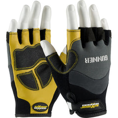 ‎120-4300/XL Gloves /Liners - Gunner - Goatskin Reinforced Palm - Spandex Back - Half-Finger - Exact Industrial Supply