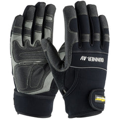 ‎120-4400/M Gloves /Liners - Gunner AV - Padded Synthetic PVC/ Black Palm - Spandex Back - Wrist Strap - Exact Industrial Supply