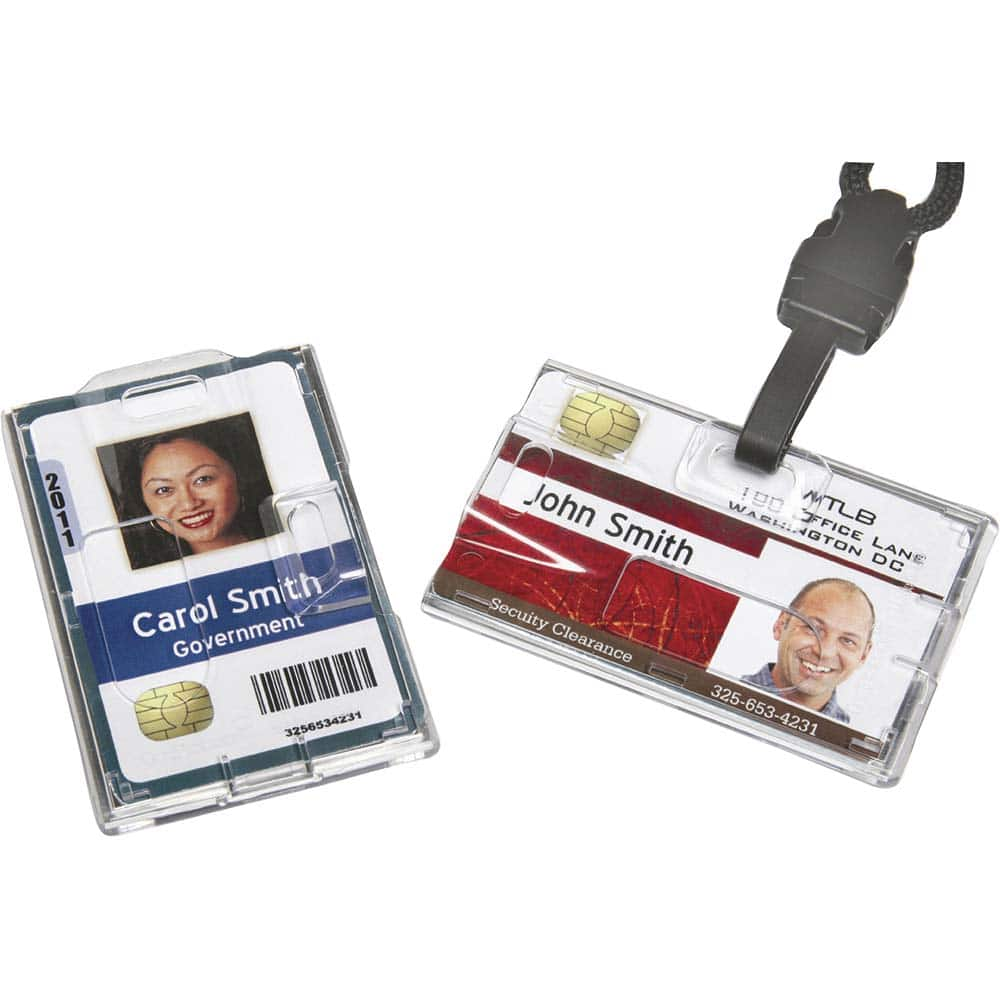 Ability One - Badge Holders; Attachment Type: Eyelets ; Horizontal or Vertical Holder: Vertical and Horizontal ; Color: Clear ; Badge Holding Style: Sleeve - Exact Industrial Supply