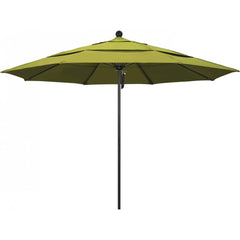 California Umbrella - Patio Umbrellas; Umbrella Diameter (Inch): 132 ; Height (Feet): 8.916 ; Fabric Color: Kiwi ; Base Included: No ; Frame Material: Aluminum ; Frame Color: Black - Exact Industrial Supply