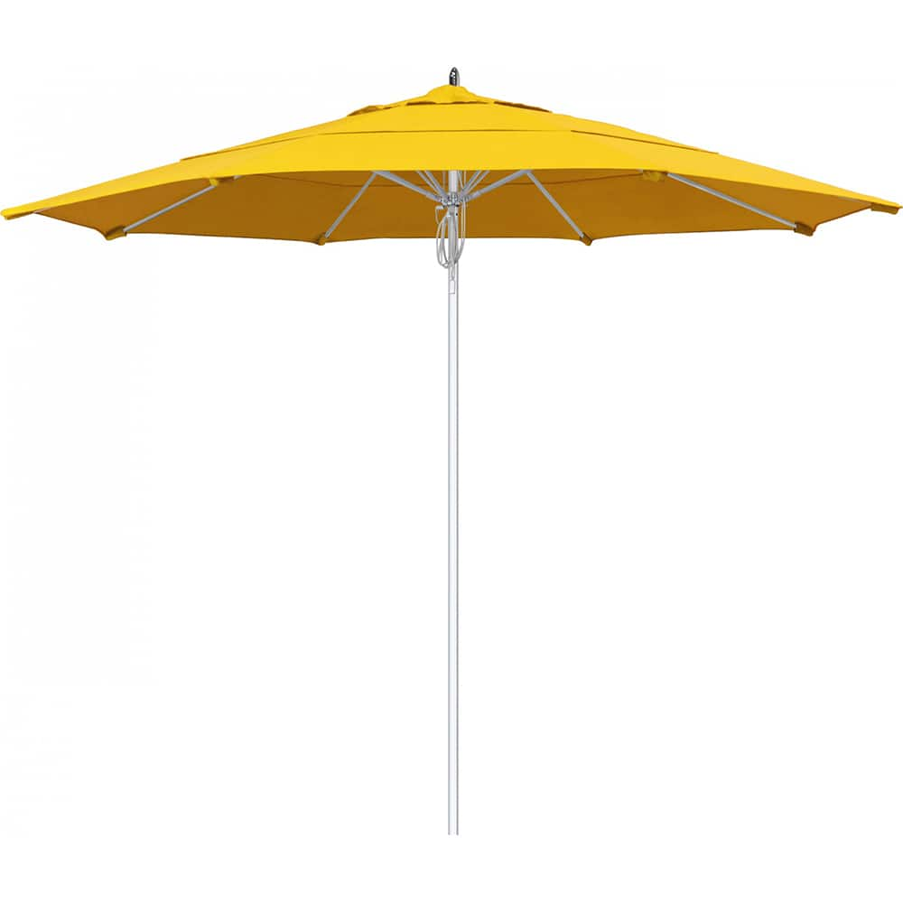 California Umbrella - Patio Umbrellas; Umbrella Diameter (Inch): 132 ; Height (Feet): 8.666 ; Fabric Color: Sunflower Yellow ; Base Included: No ; Frame Material: Aluminum ; Frame Color: Silver - Exact Industrial Supply