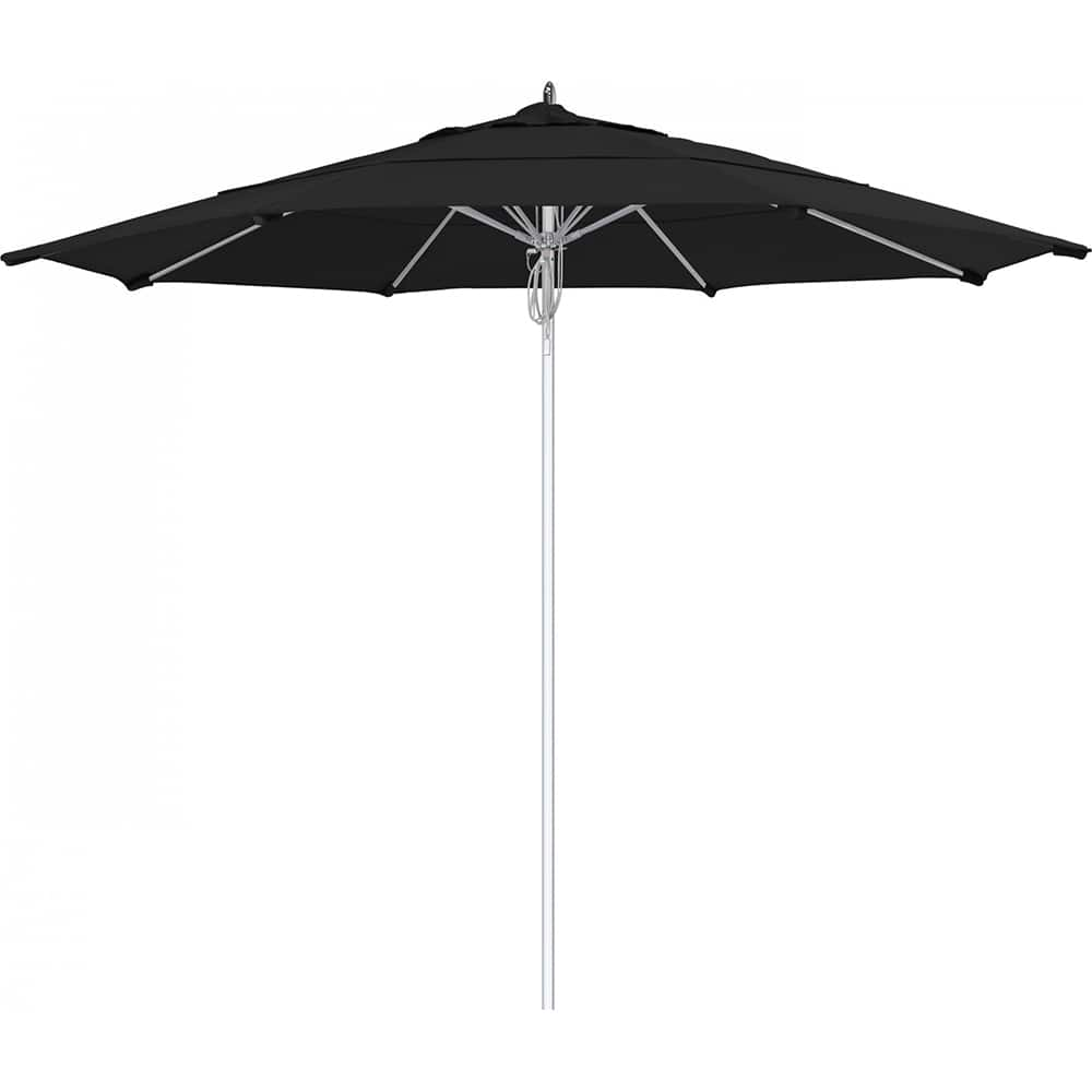 California Umbrella - Patio Umbrellas; Umbrella Diameter (Inch): 132 ; Height (Feet): 8.666 ; Fabric Color: Black ; Base Included: No ; Frame Material: Aluminum ; Frame Color: Silver - Exact Industrial Supply