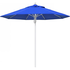 California Umbrella - Patio Umbrellas; Umbrella Diameter (Inch): 90 ; Height (Feet): 8.666 ; Fabric Color: Pacific Blue ; Base Included: No ; Frame Material: Aluminum ; Frame Color: Silver - Exact Industrial Supply