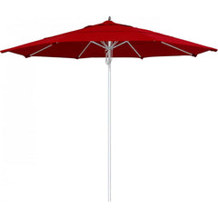 California Umbrella - Patio Umbrellas; Umbrella Diameter (Inch): 132 ; Height (Feet): 8.666 ; Fabric Color: Red ; Base Included: No ; Frame Material: Aluminum ; Frame Color: Silver - Exact Industrial Supply