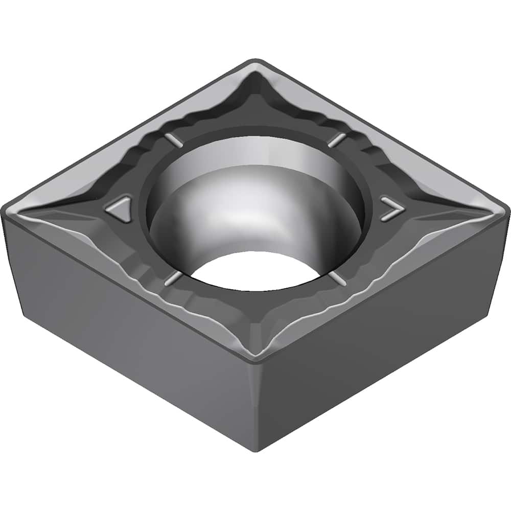 CCMT21.52EGU AC8025P Carbide Turning Insert Absotech Finish, 0.252″ Long, 1/4″ Inscribed Circle, 0.0315″ Corner Radius, 0.0937″ Thick, 80° Included Angle, Series AC8000P