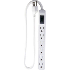 GoGreen Power - Power Outlet Strips; Amperage: 15 ; Voltage: 125 ; Number of Outlets: 6 ; Material: Plastic ; Mounting Type: Floor ; Cord Length (Feet): 2.5 - Exact Industrial Supply