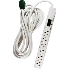 GoGreen Power - Power Outlet Strips; Amperage: 15 ; Voltage: 125 ; Number of Outlets: 6 ; Material: Plastic ; Mounting Type: Floor ; Cord Length (Feet): 15 - Exact Industrial Supply