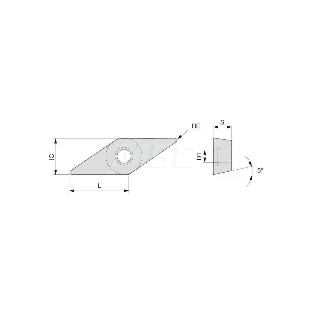 Turning Insert:  VBMT331CM T515,  Solid Carbide TiCN & Al2O3 Finish,  Neutral,  3/8″ Inscribed Circle,  0.0160″ Corner Radius,  35.0 &deg N/A Diamond,  Series  VBMT