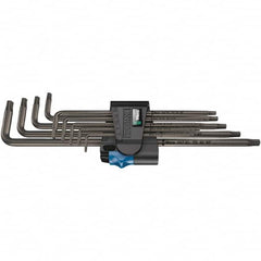 Wera - 9 Piece T8 to T40 Black Oxide Finish L-Key Torx Key Set - T8, T9, T10, T15, T20, T25, T27, T30, T40 Torx Size - Americas Industrial Supply