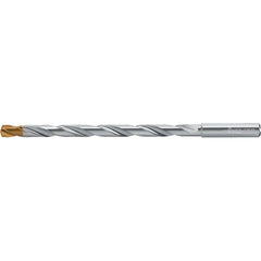 Extra Length Drill Bit: 0.7087″ Dia, 140 °, Solid Carbide TiSiAlCrN Finish, 9.213″ Flute Length, 11.22″ OAL, Straight-Cylindrical Shank, Series DC160-12-A1