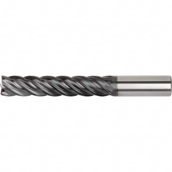 Corner Radius End Mill: 1/4″ Dia, 1-1/4″ LOC, 0.03″ Radius, 5 Flutes, Solid Carbide 3″ OAL, 1/4″ Shank Dia, 40 ° Helix, AlTiN Coated, Corner Radius End, Series KOR5