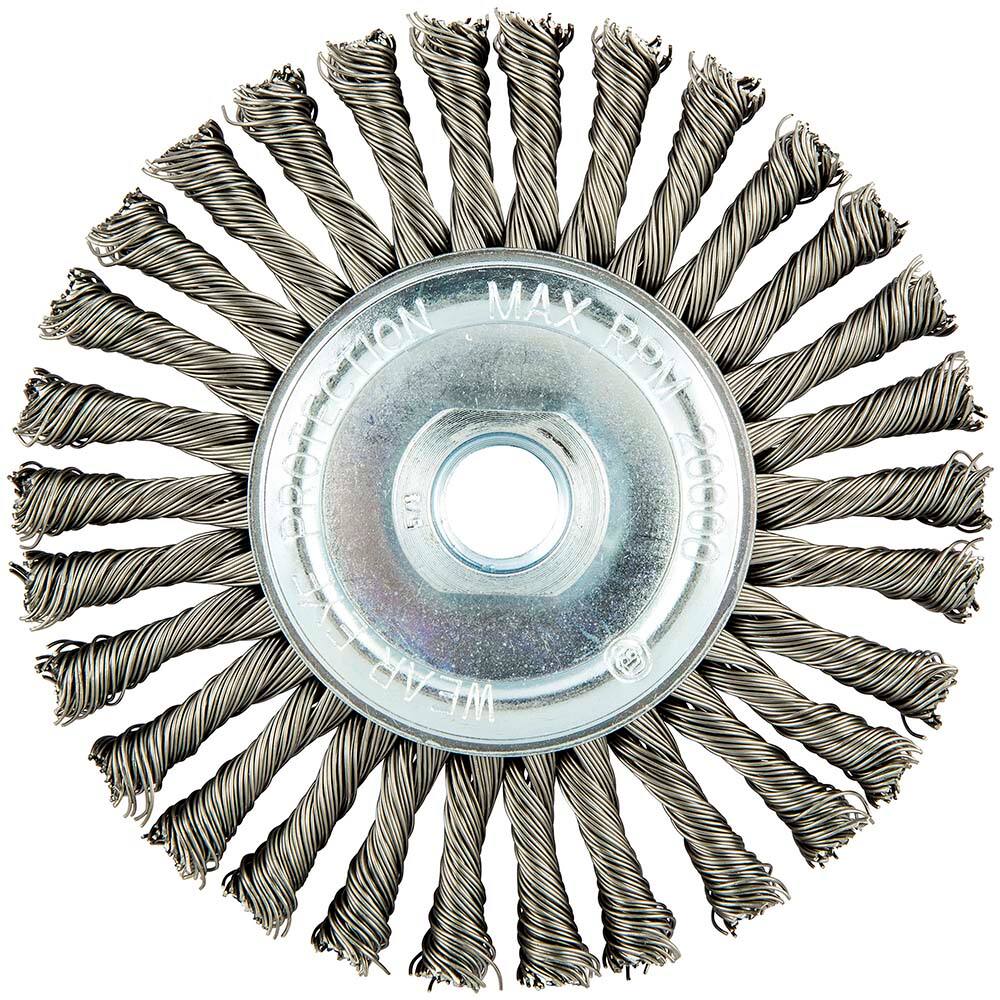 Norton - 4-1/2" OD, 5/8-11 Arbor Hole, Stringer Bead Carbon Wheel Brush - Americas Industrial Supply