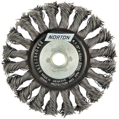 Norton - 4-1/2" OD, 5/8-11 Arbor Hole, Knotted Carbon Wheel Brush - Americas Industrial Supply