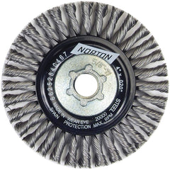 Norton - 4" OD, 5/8-11 Arbor Hole, Stringer Bead Twist Knot Carbon Wheel Brush - Americas Industrial Supply