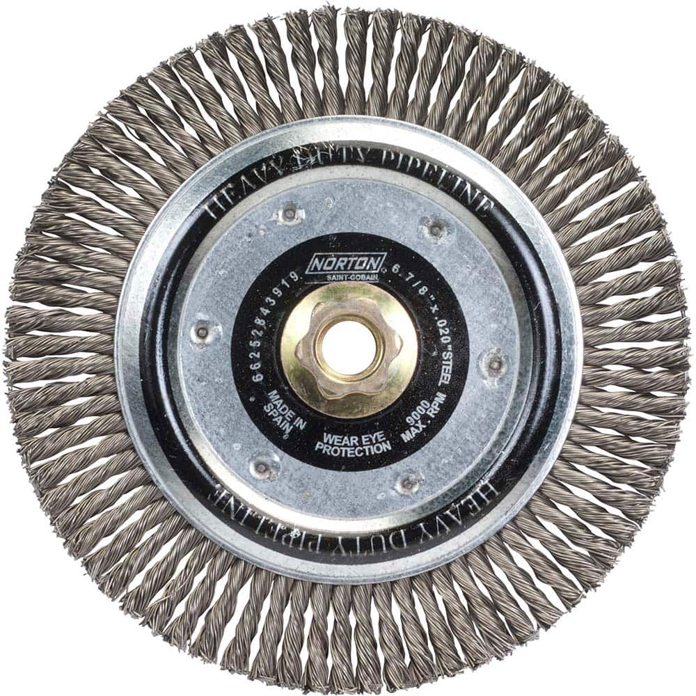 Norton - 6-7/8" OD, 5/8-11 Arbor Hole, Stringer Bead Carbon Wheel Brush - Americas Industrial Supply