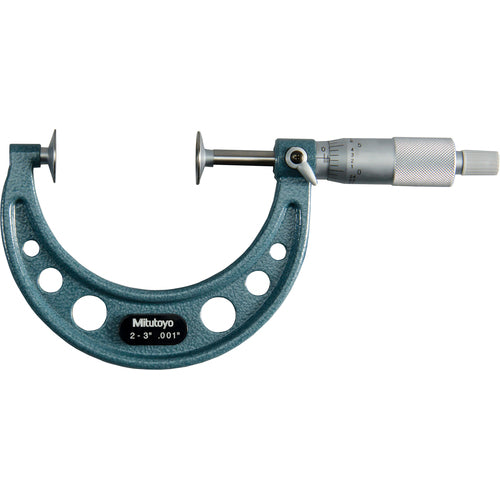 2″-3″ Measuring Range-0.001″ Graduation - Ratchet Thimble - High Speed Steel Face - Disc Micrometer - Americas Industrial Supply