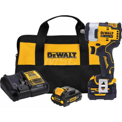 DeWALT - Cordless Impact Wrenches & Ratchets; Voltage: 12.00 ; Drive Size (Inch): 3/8 ; Battery Chemistry: Lithium-Ion ; Handle Type: Pistol Grip ; Torque (Ft/Lb): 200 ; Speed (RPM): 2800 - Exact Industrial Supply