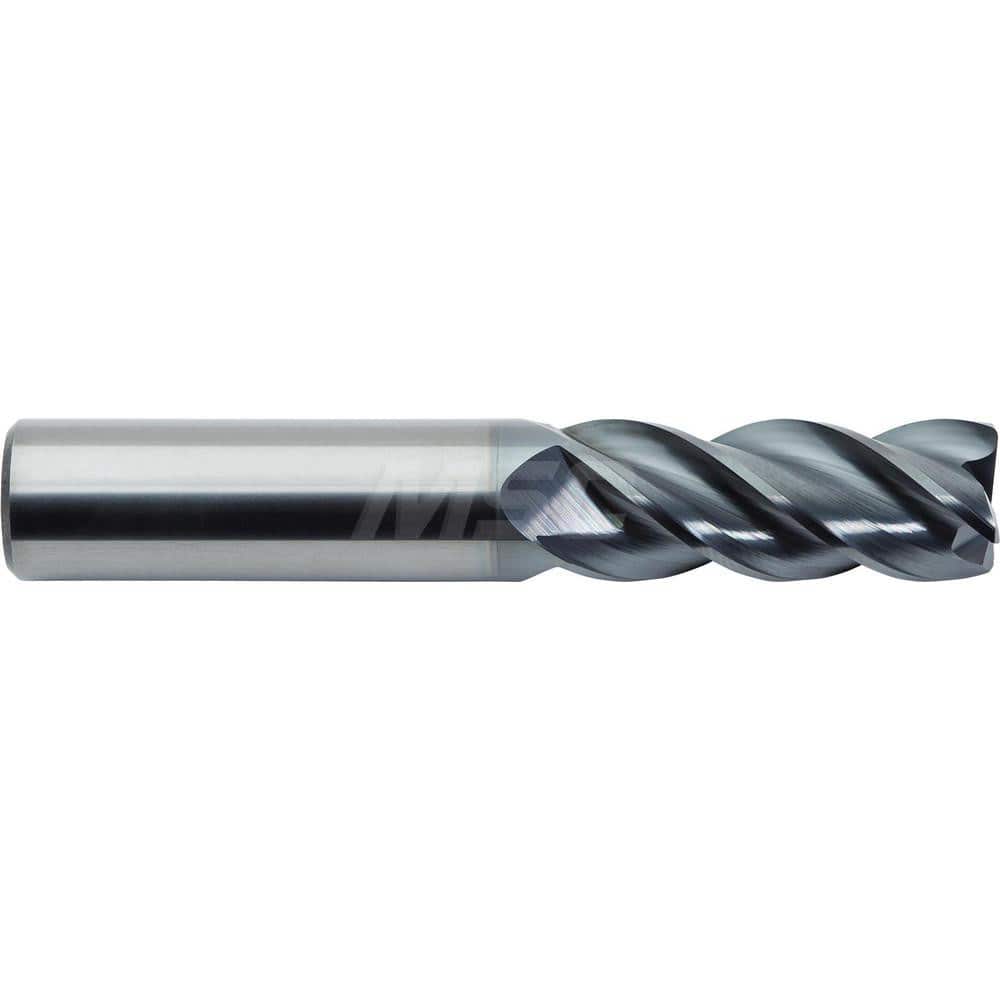 Corner Radius End Mill: 1/2″ Dia, 1″ LOC, 0.01″ Radius, 4 Flutes, Solid Carbide 3″ OAL, 1/2″ Shank Dia, 38 & 41 ° Helix, ALtima Blaze Coated, Corner Radius End, Centercutting